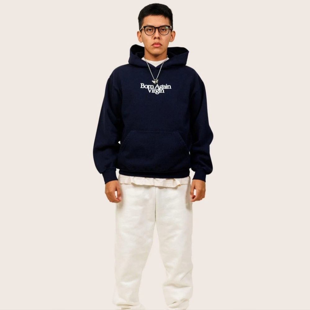 'Born Again Virgin' Brigham Young Virginity Club long sleeve hoodie Sm. NWOT